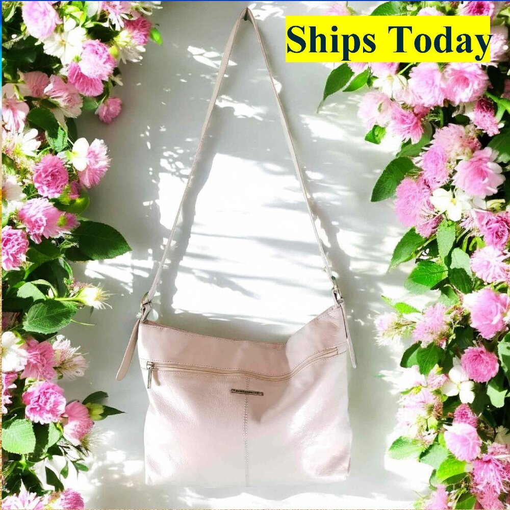 Stone Mountain Beige Leather Crossbody Purse Shoulder Bag 11678